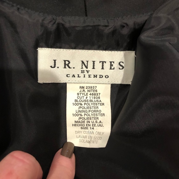 Vintage Black Satin Blazer With Sheer Sleeves - Picture 6 of 6